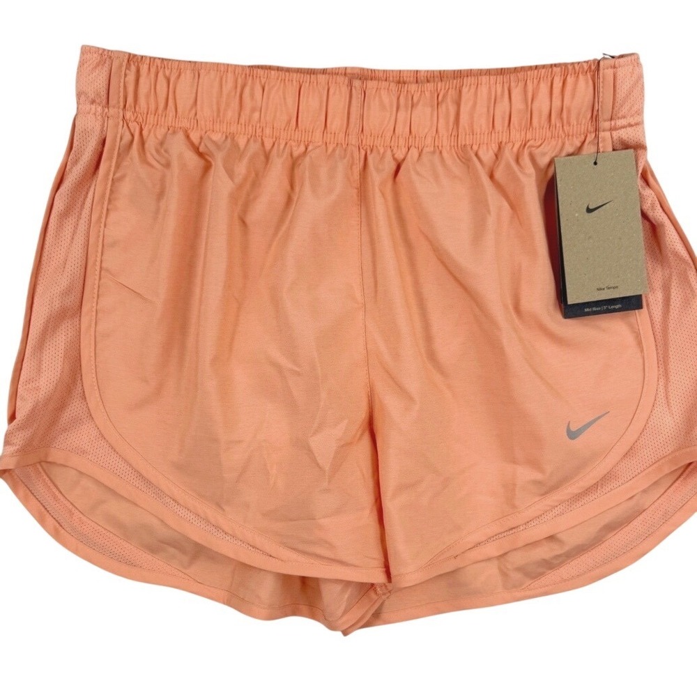 NWT Nike Tempo Women Peach Orange Running Shorts Mid Rise 3" Inseam 831558-812